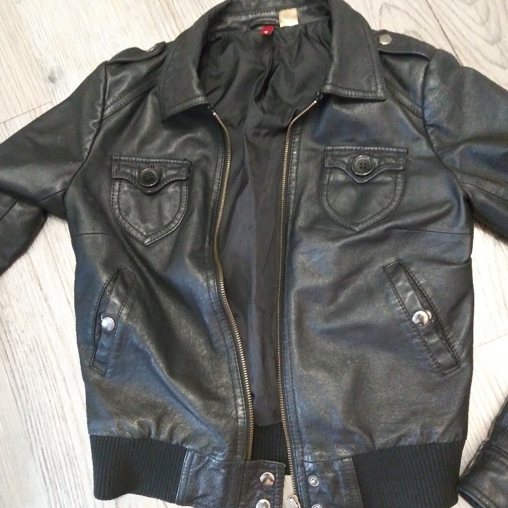 Black leather jacket small